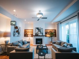 Arhitectura Smart 21 Interior modern de locuință cu tehnologie de automatizare.